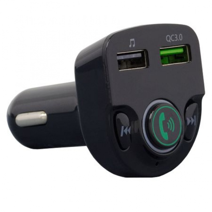 Imagine Transmitator auto FM Bluetooth 5.0 1 x USB QC3.0 + 1 x USB 5V/3.1A + micro SD, Spacer SPFM-01-QC